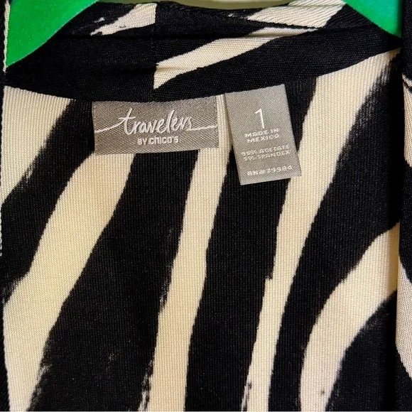 Travelers by Chico’s Zebra Print Open Front Cardigan Size 1 - Picture 3 of 7